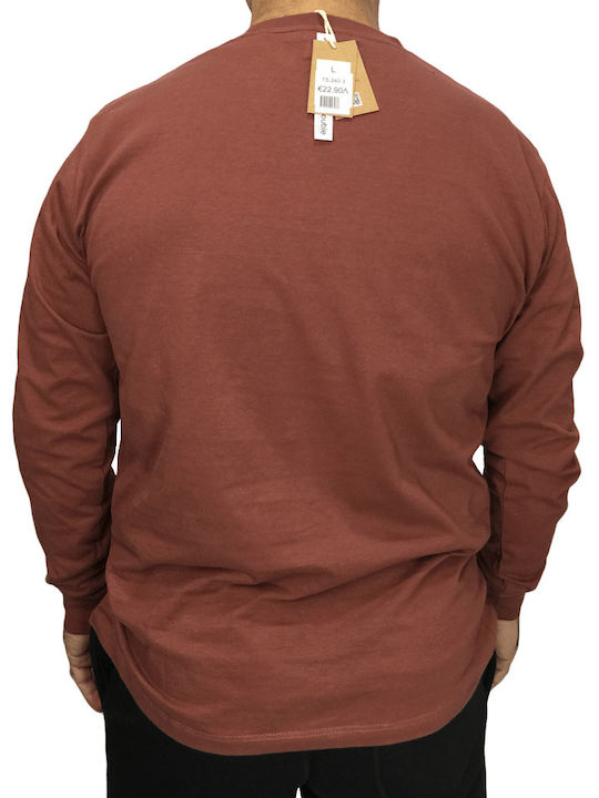 Double Men's Long Sleeve Blouse Brick Red