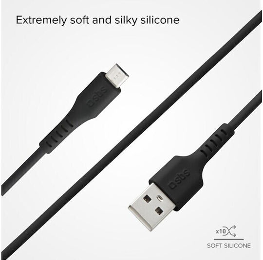 SBS Regular USB 2.0 to micro USB Cable Μαύρο 1m (LTHL200)