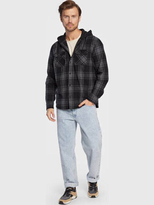 Overshirt Long-sleeved Flannel Shirt Checked Gray