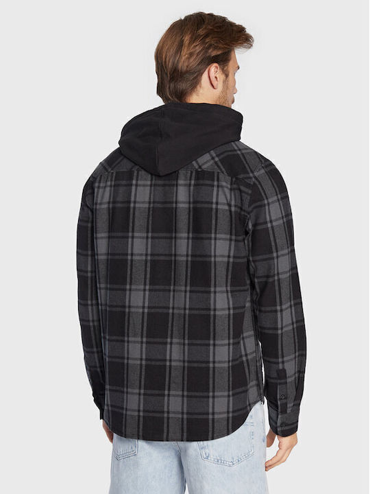 Overshirt Long-sleeved Flannel Shirt Checked Gray