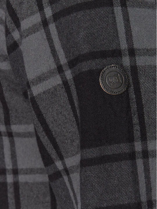 Overshirt Long-sleeved Flannel Shirt Checked Gray