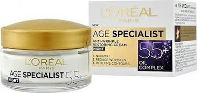 L'Oreal Paris Age Specialist 55+ Restoring , Αnti-aging & Moisturizing Night Cream Suitable for All Skin Types 50ml