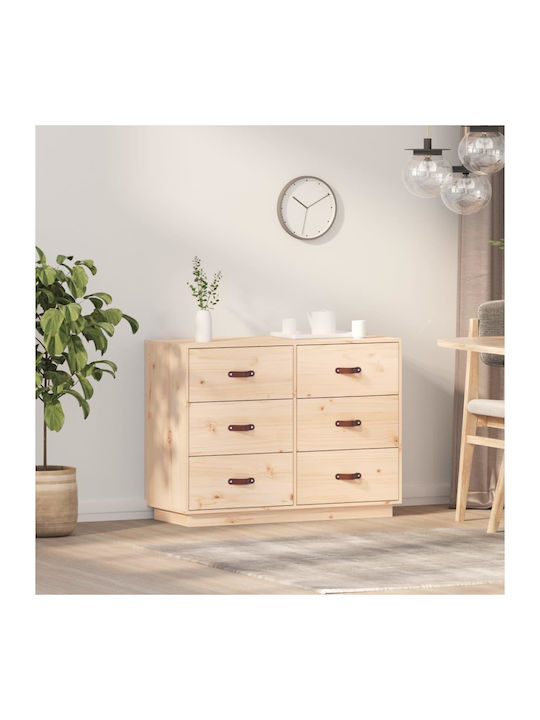 Chest of Drawers of Solid Wood with 6 Drawers Πεύκου 100x40x75cm