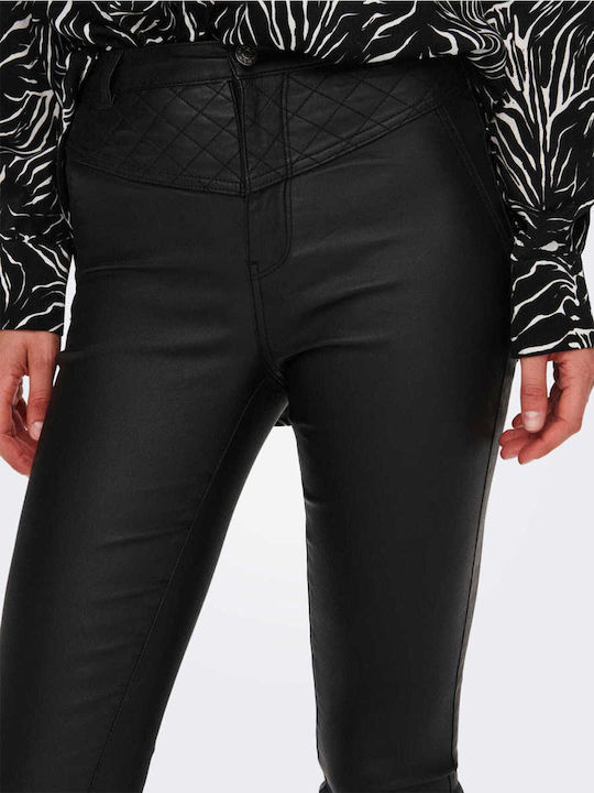Hw Damen Hochgebirge Leder Hose in Schlank Passform Schwarz