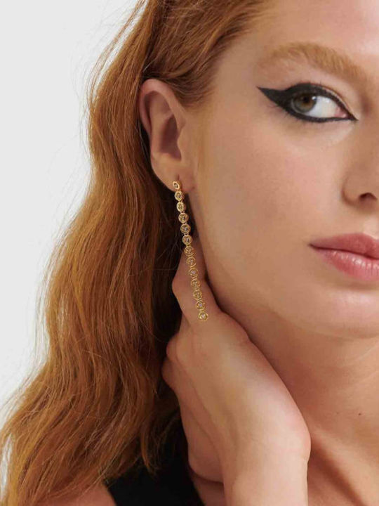 Aleyolé The Psychedelia Σκουλαρίκια Κρεμαστά από Ασήμι Επιχρυσωμένα με Πέτρες