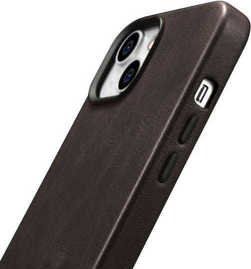 iCarer Oil Wax Premium Leather Back Cover Δερμάτινο Μαγνητικό Καφέ (iPhone 14 Plus)