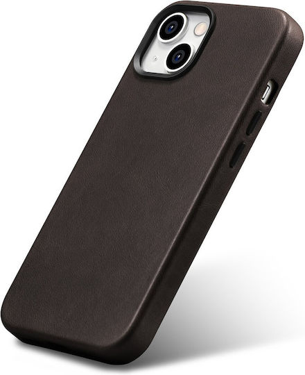 iCarer Oil Wax Premium Leather Back Cover Δερμάτινο Μαγνητικό Καφέ (iPhone 14 Plus)
