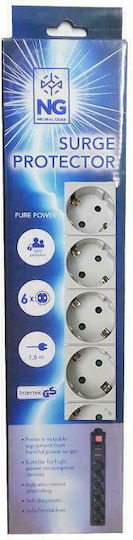 NG SPG6-B-6C Power Strip with Surge Protection 6 Positions with Switch 6pcs Gray