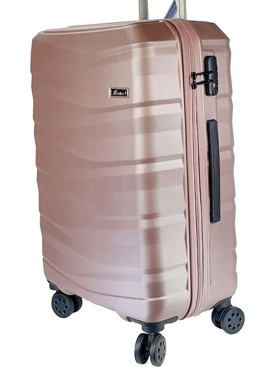 Stelxis ST533-Μ Medium Travel Suitcase Hard Pink with 4 Wheels Height 67cm ST533-M