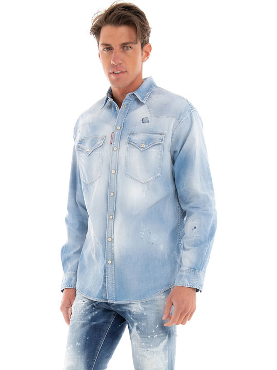 Langärmlig Jeans Hemd Hellblau