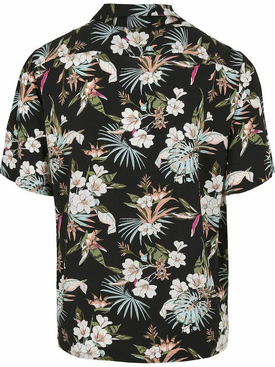 Κοντομάνικο Πουκάμισο σε Κανονική Γραμμή Floral Black Tropical