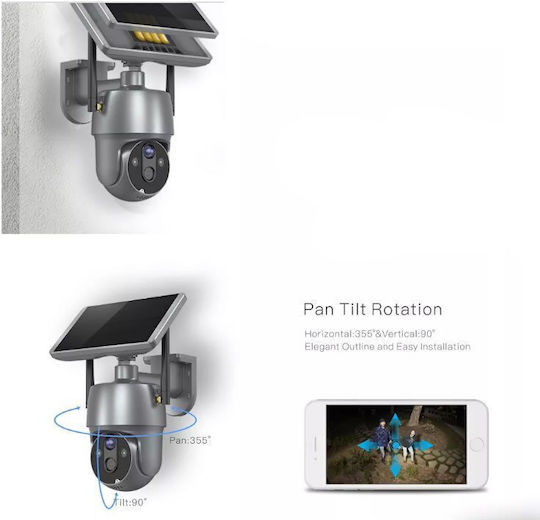 Andowl Q-SX01 IP Überwachungskamera Wi-Fi Full HD 1080p Wasserdicht Batteriebetrieben mit Zwei-Wege-Kommunikation und Objektiv 3.6mm Silber