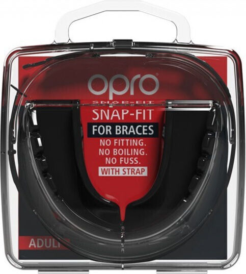 Opro Snap-Fit Protective Mouth Guard Senior Black Suitable for Braces