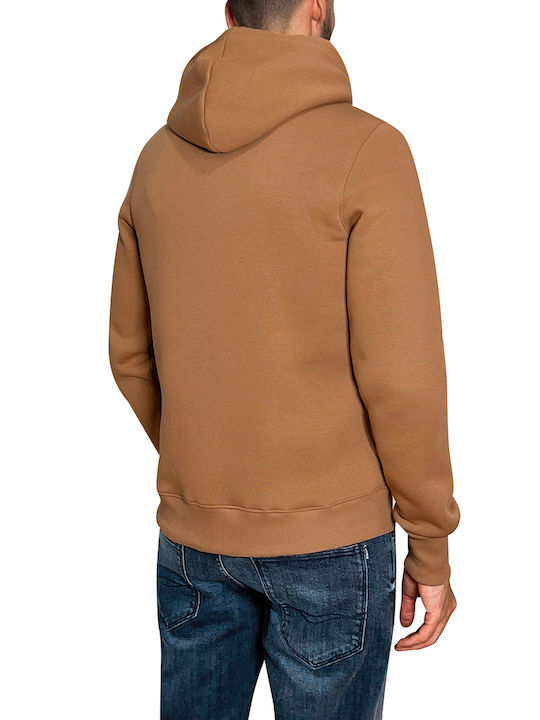 3Guys Maurice Men's Sweatshirt Jacket with Hood and Pockets Brown