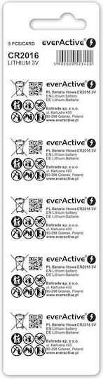 EverActive Батерии Литий За часовници CR2016 3V 5бр