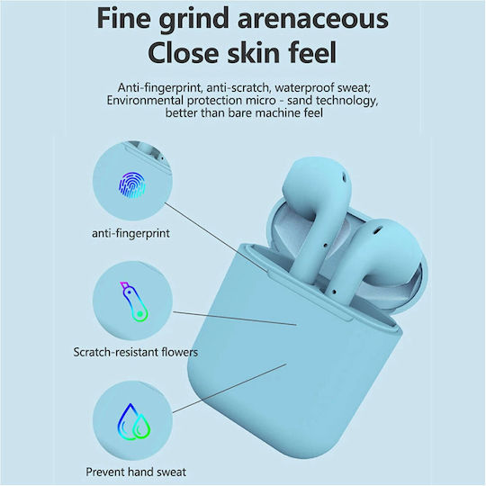 inPods 12 Earbud Bluetooth Handsfree Earphones with Sweat Resistance and Charging Case Metallic Blue