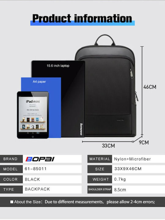 Bopai Wasserdicht Tasche Rucksack für Laptop 17" in Schwarz Farbe 61-85011
