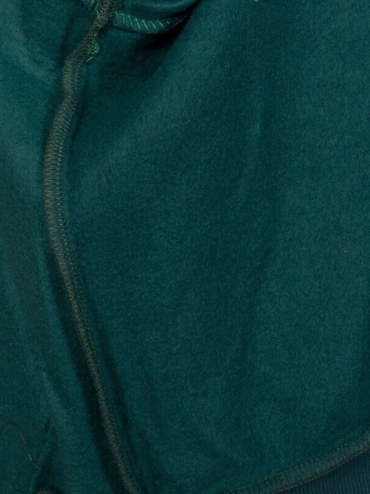 Athletic Kids Sweatshirt Cardigan Cotton with Hood Green