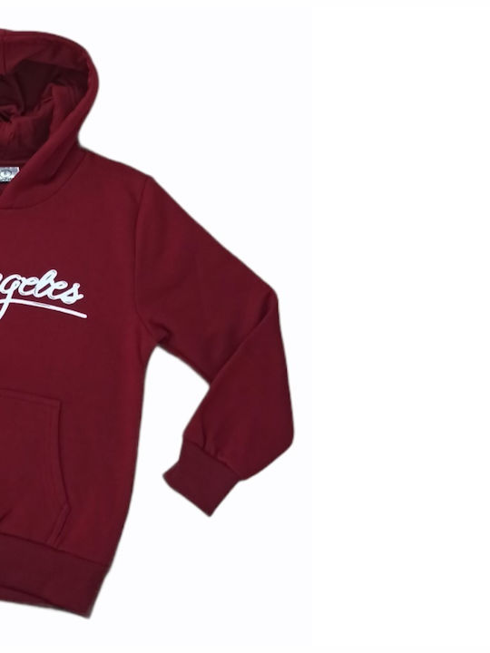 Piccino Kids Sweatshirt with Hood and Pocket Burgundy