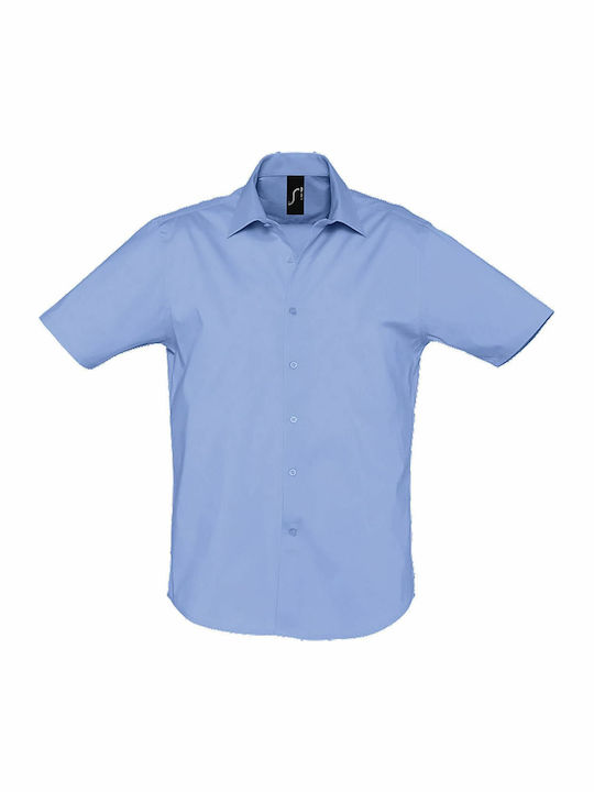 Broadway Short-sleeved Cotton Shirt Light Blue
