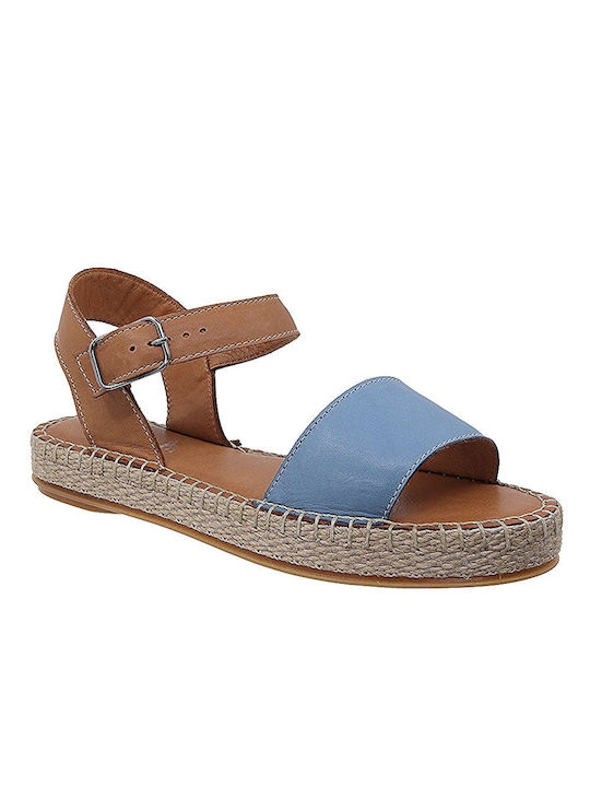 Boxer Leather Women's Flat Sandals Anatomic in Blue Color