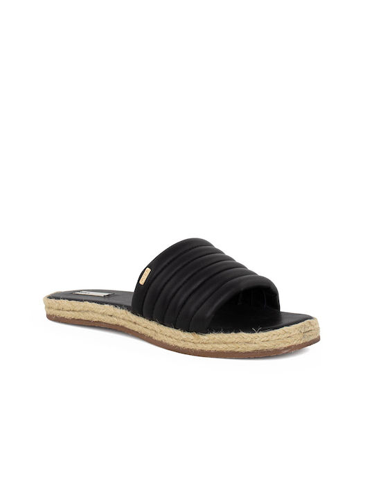 Mexx Joelle Leather Women's Flat Sandals in Black Color