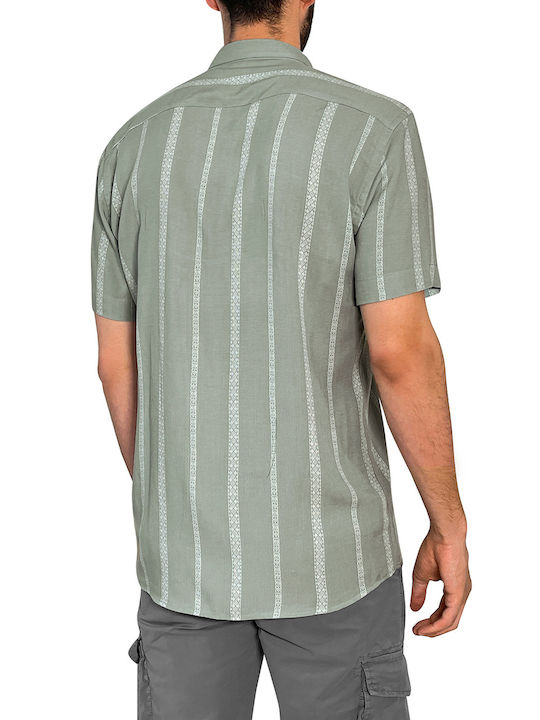 3Guys Samuel Men's Shirt Short Sleeve Striped Green