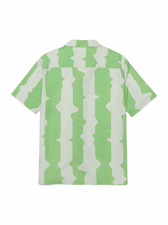 Cu mânecă scurtă Bumbac Cămașă Cu dungi Verde