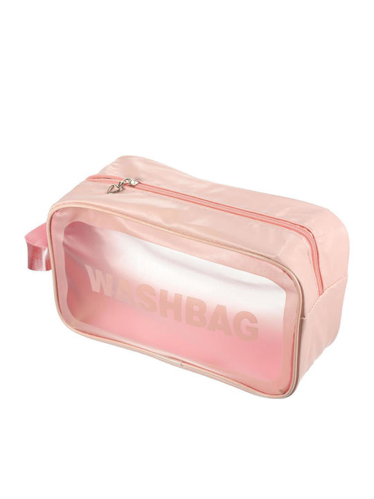 Toiletry Bag 085 Pink with Transparency 27cm