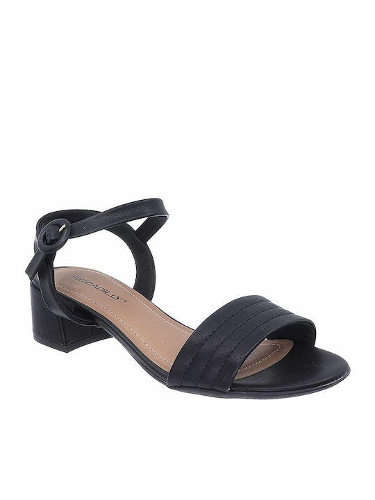 Piccadilly Anatomic Leather Women's Sandals with Ankle Strap Black