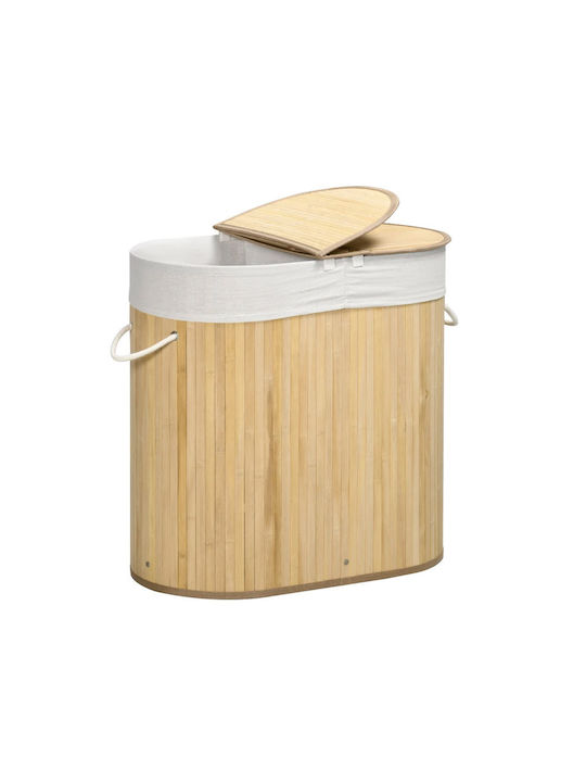 HomCom Laundry Basket Bamboo with Cap Beige