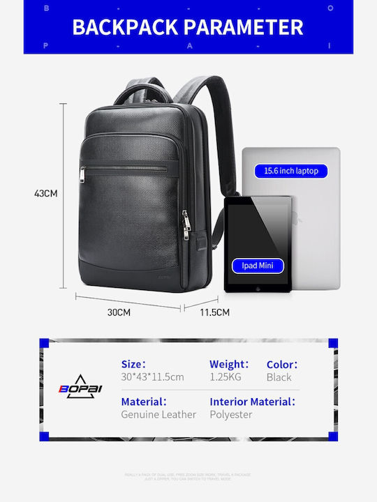 Bopai Αδιάβροχη Τσάντα Πλάτης για Laptop 15.6" σε Μαύρο χρώμα 61-121561