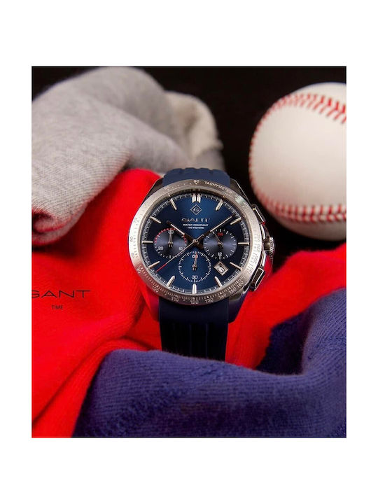 Gant Hammondsport Uhr Chronograph Batterie mit Blau Kautschukarmband