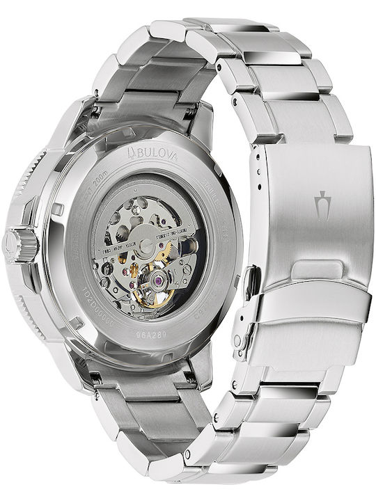 Bulova Marine Star Ανδρικό Ρολόι 45mm Αυτόματο με Ασημί Μεταλλικό Μπρασελέ