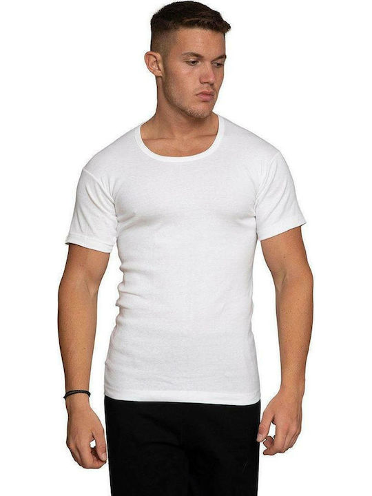 Men's Short Sleeve Undershirt in White Colour