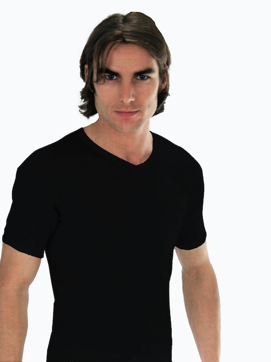 Men's Undershirt Short-sleeved in Black Color
