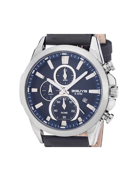 3Guys Watch Battery with Blue Leather Strap