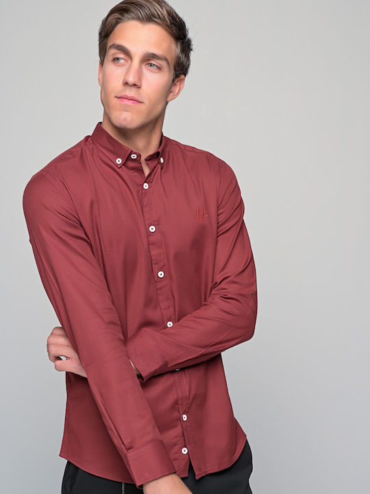 0395 Long-sleeved Cotton Shirt Burgundy
