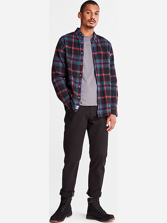 Long-sleeved Flannel Shirt Checked Scarlet Sage