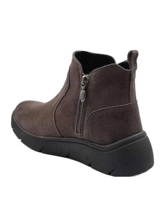 Bormio Suede Γυναικεία Μποτάκια Αστραγάλου με Πλατφόρμα Γκρι