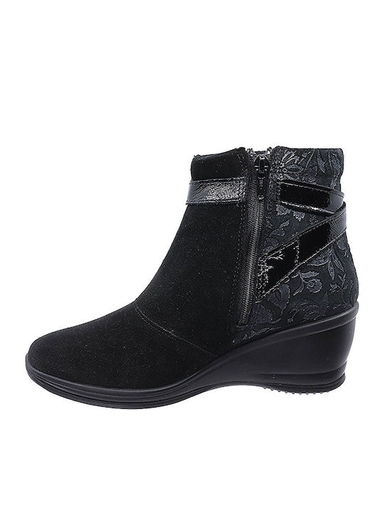 Leder Stiefeletten Damen Schwarz