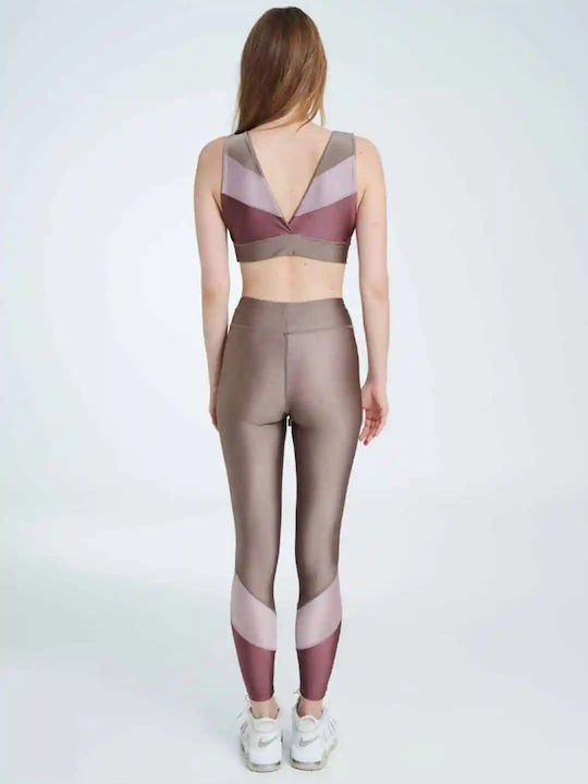 Nora Γυναικείο Αθλητικό Crop Top Αμάνικο με V Λαιμόκοψη Χρυσό Χρυσό