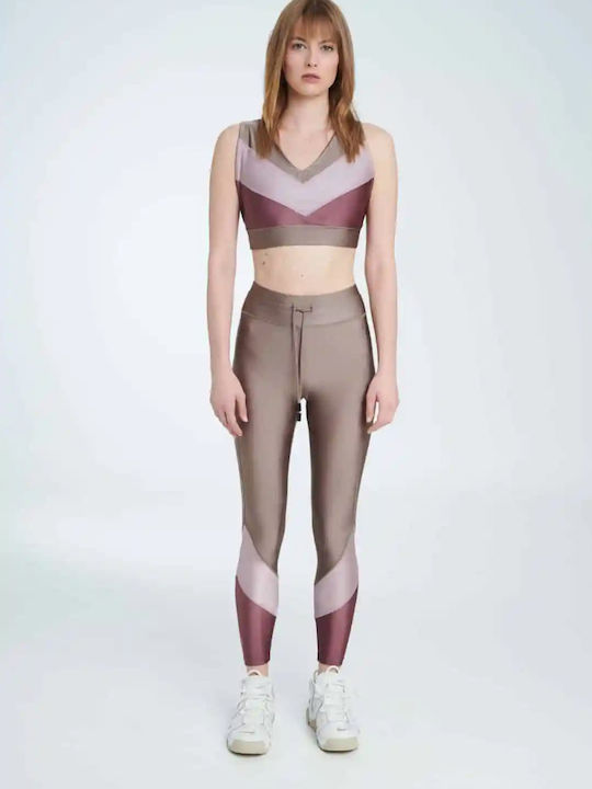 Nora Γυναικείο Αθλητικό Crop Top Αμάνικο με V Λαιμόκοψη Χρυσό Χρυσό