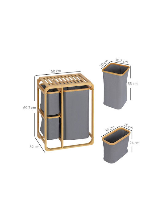 HomCom Wäschekorb Bamboo 50x32x69,7cm Braune