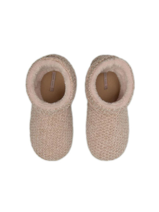 Ysabel Mora Closed-Back Women's Slippers with Fur In Beige Colour