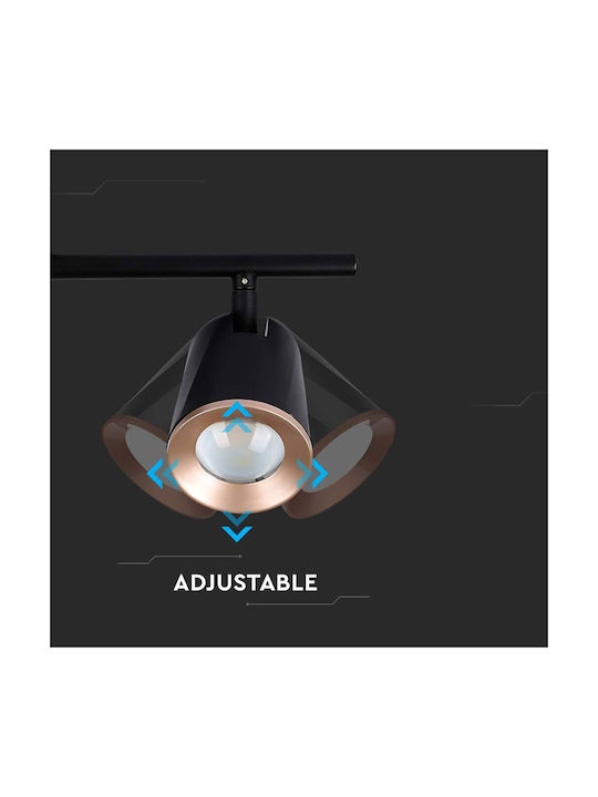 V-TAC Triplu LED Alb Cald Spot în Culoare Negru