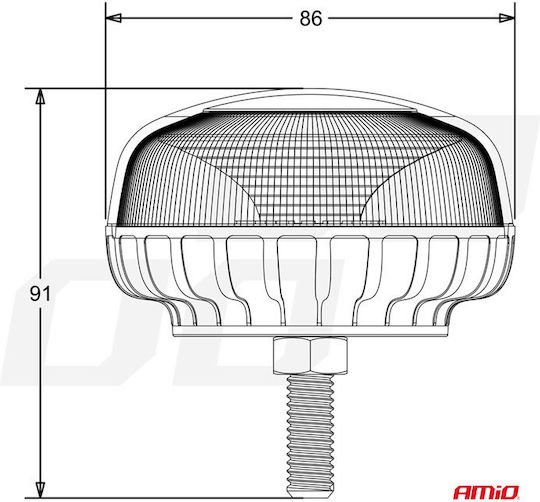 AMiO Auto-Leuchtturm LED 12 / 24V Wasserdicht mit Orange Beleuchtung