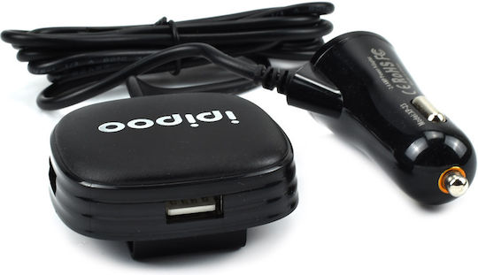 Ipipoo Φορτιστής Αυτοκινήτου XP-23 12W Γρήγορης Φόρτισης με Θύρες: 5xUSB μαζί με Καλώδιο Ενσωματωμένο Μαύρος