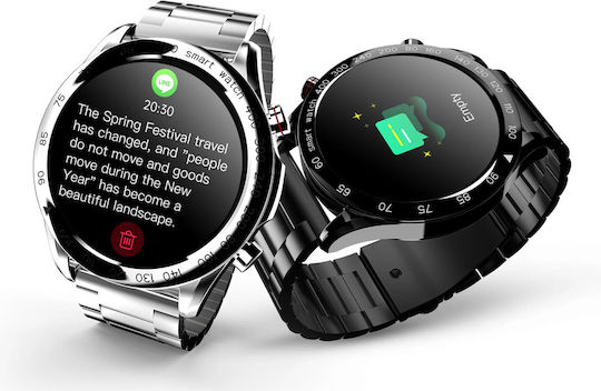 HiFuture FutureGo Pro Stainless Steel 46mm Αδιάβροχο Smartwatch με Παλμογράφο (Μαύρο)