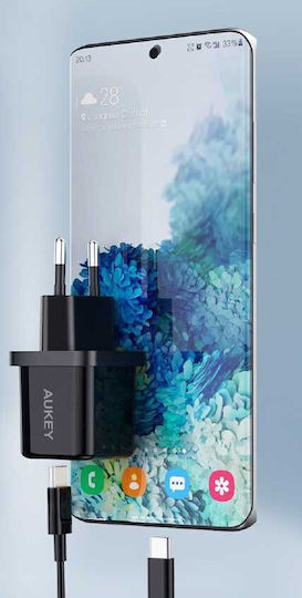 Aukey Φορτιστής Χωρίς Καλώδιο με Θύρα USB-C 20W Power Delivery Μαύρος (PA-F5)